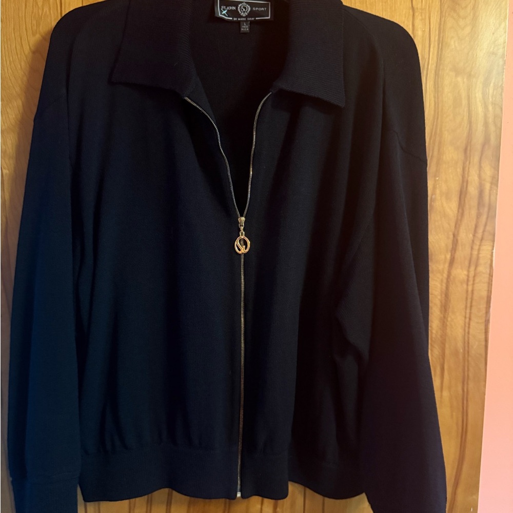 St. John Black Bomber Jacket Relaxed Fit